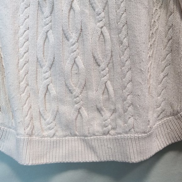 A.N.A. Cream Color Cable/Diamond Knit Long Tunic Length Cowl Neck Sweater 1X - Picture 5 of 9